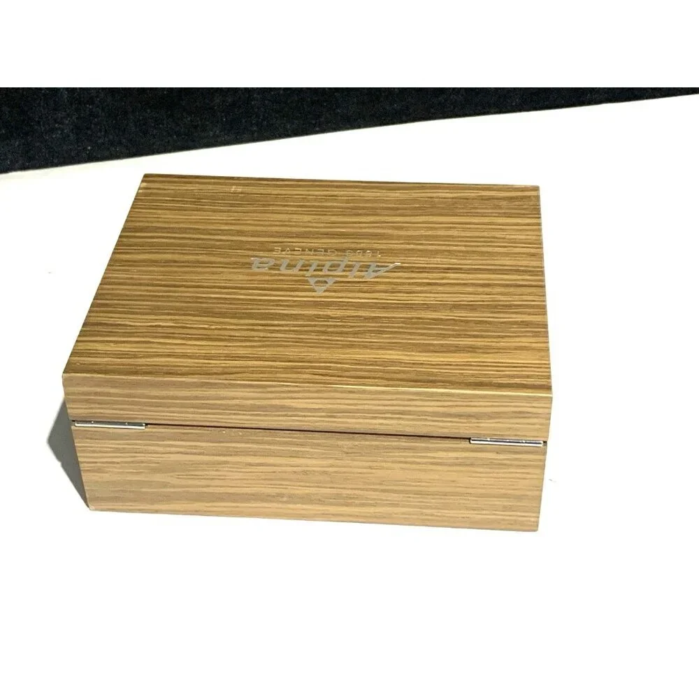 Alpina Watch Box Presentation Brown Wooden Case Startimer Pilot 99 Display Empty